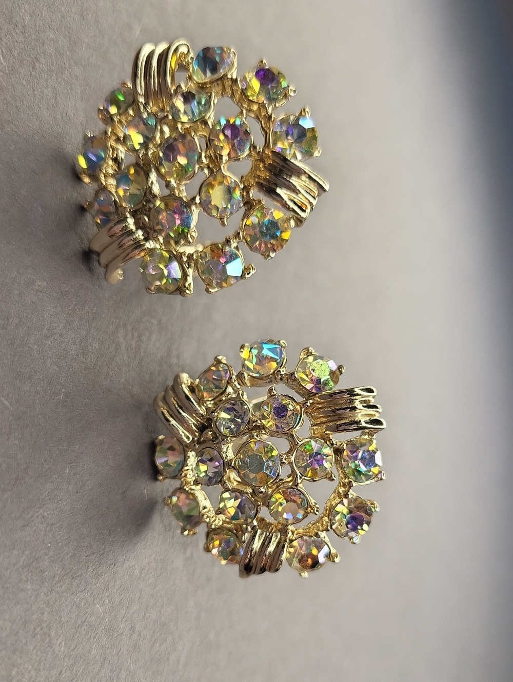 Gold-Tone Aurora Crystal Cluster Clip Earrings - Women Jewelry